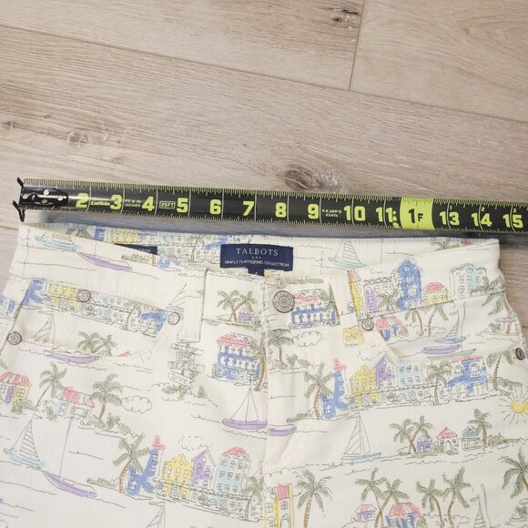 TALBOTS Flawless Jeans White Tropical Beach Print Jegging Cropped SIZE 4 (30x24) - Picture 4 of 6